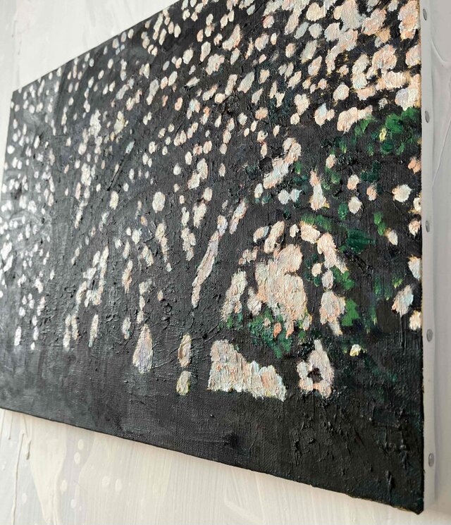 油彩画 原画「キラメク木漏れ日」アート 絵画 32×41㎝ F6 キャンバス