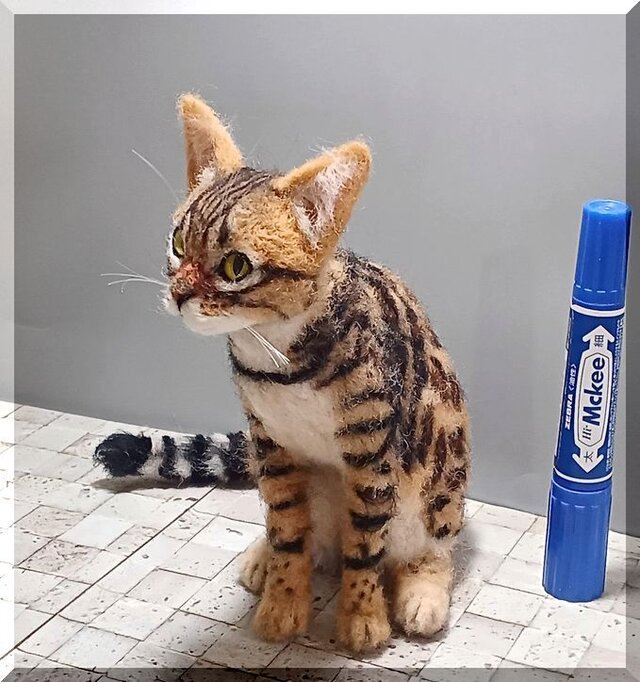 羊毛フェルト 猫 ベンガル猫さん ねこ ネコ 猫フィギュア | iichi 日々