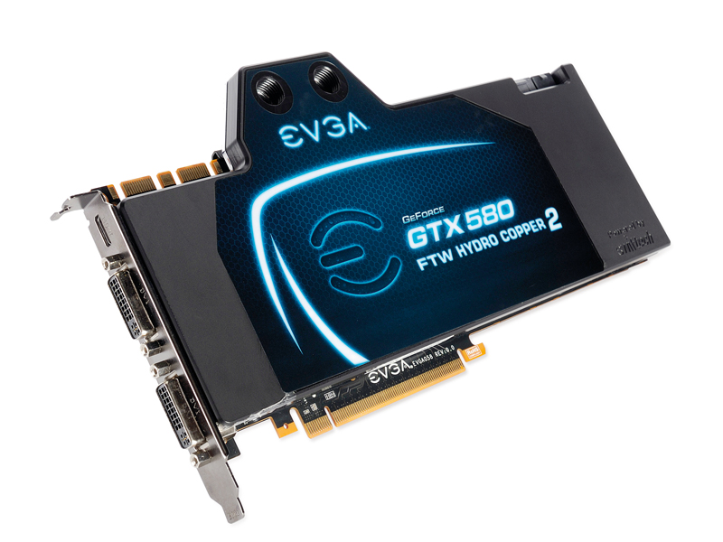 EVGA GeForce GTX 580 FTW ハイドロカッパー 2 EVGA、水冷で1スロット