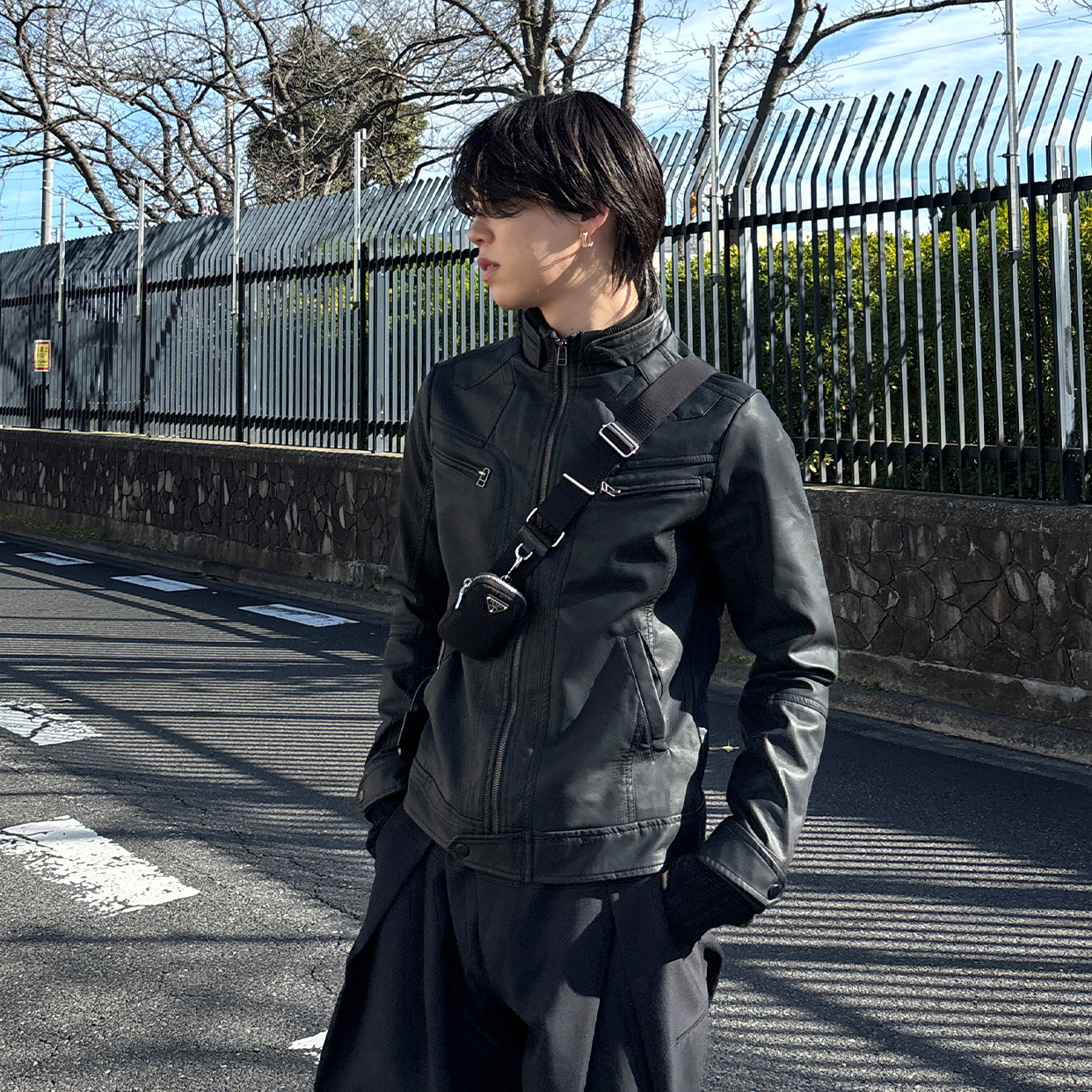 レザーダブルジップy2k