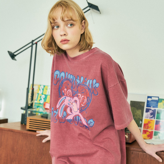 Mad Hoppiピグメント半袖Tシャツダスティピンク | ファッション通販