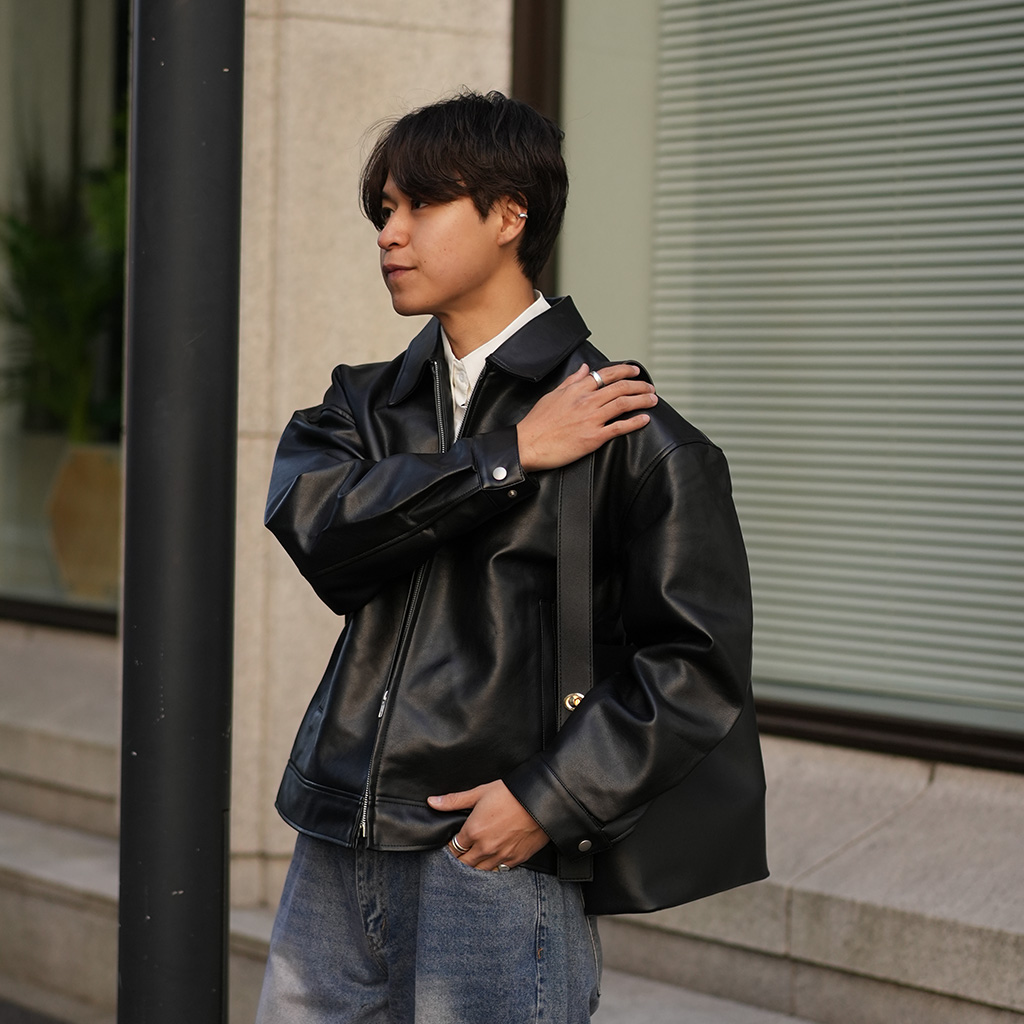 EKAM 黒 レザージャケット ダブルジッパー ダブルジップレザー