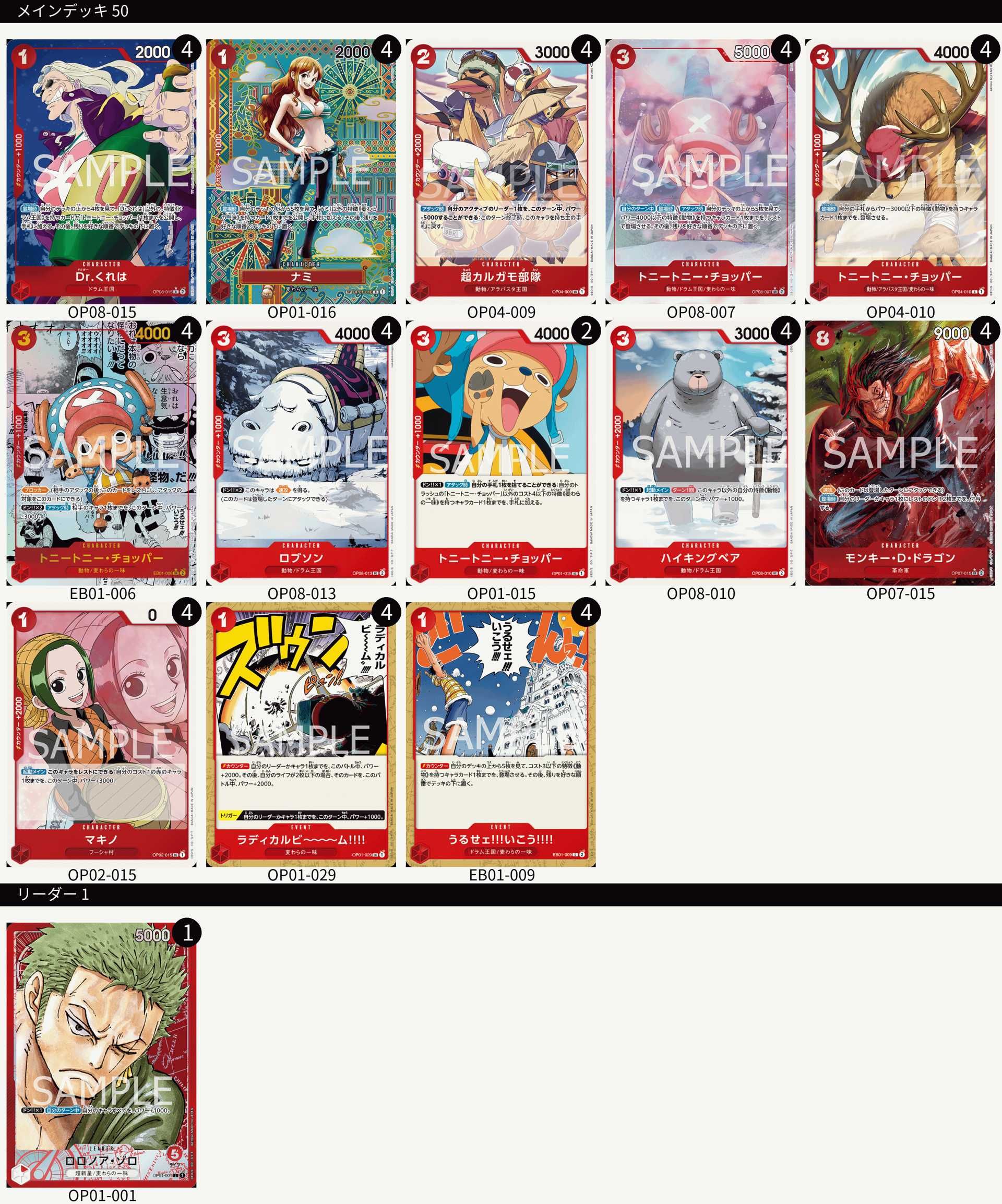 ワンピースカードゲーム】《動物赤ゾロ》のデッキレシピと戦い方