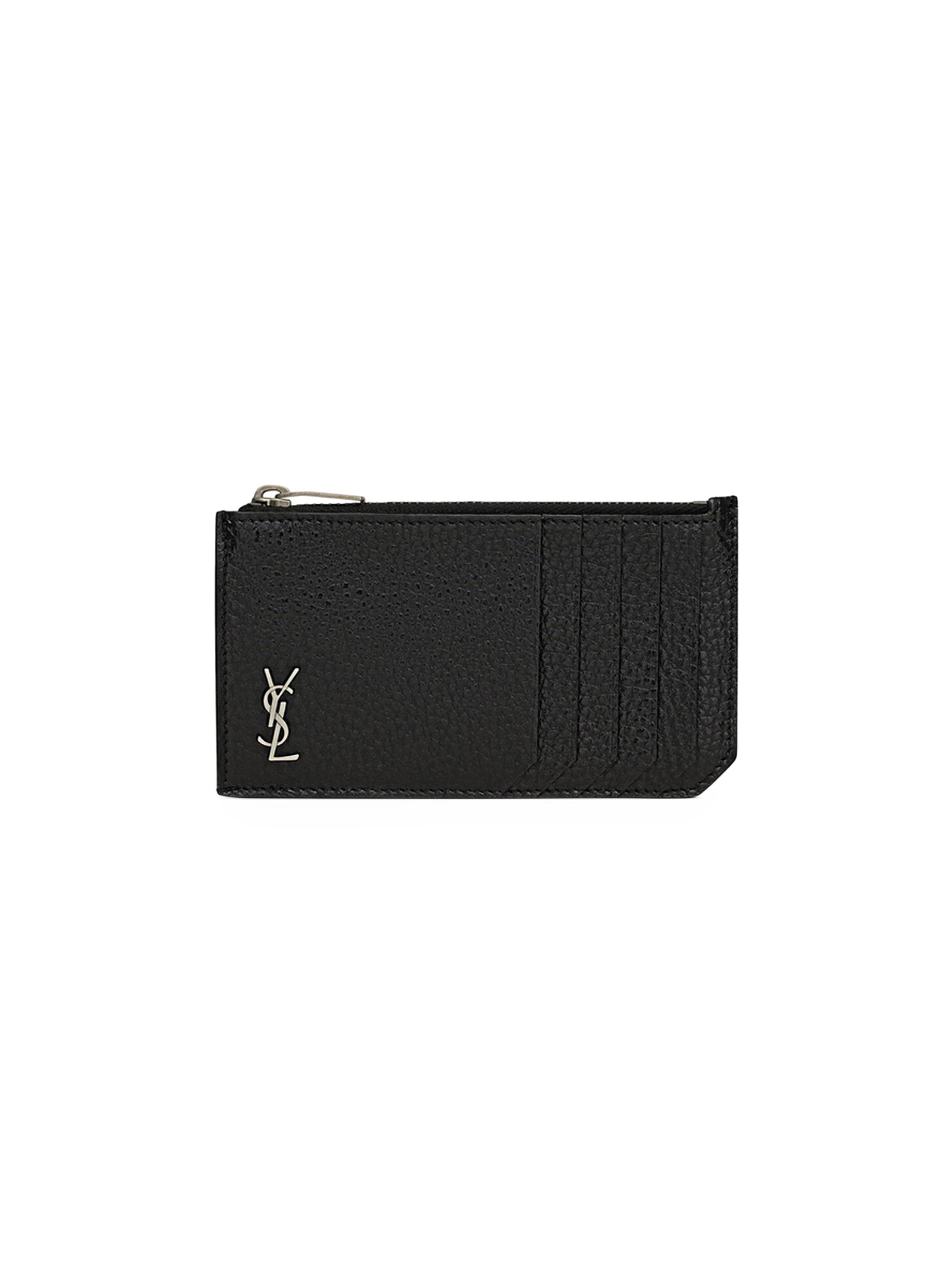 Saint Laurent Tiny Monogram Zipped Fragments Credit Card Case In