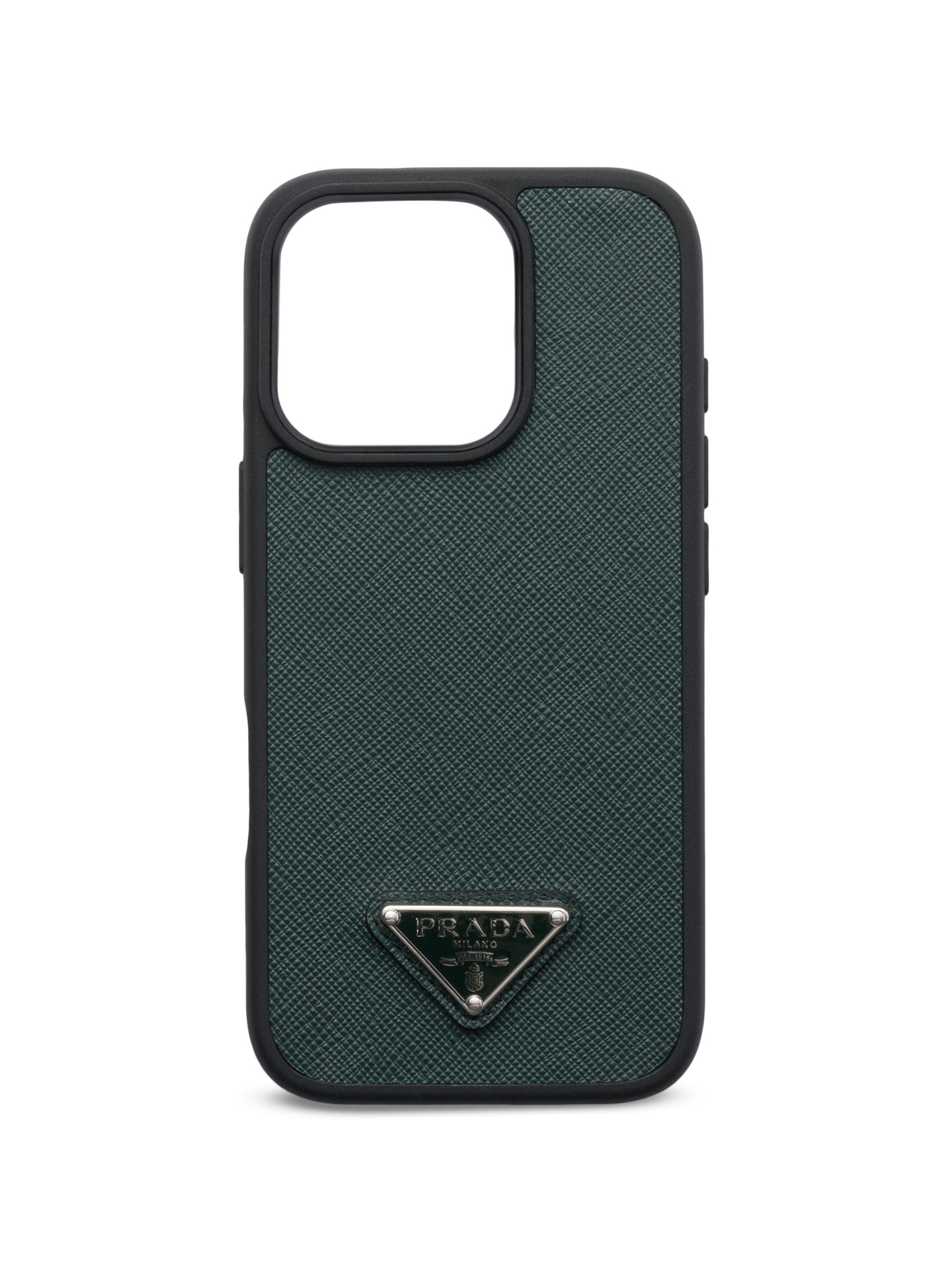 PRADA iPhone 15Pro 用ケース ブラック Prada Saffiano Leather Cover