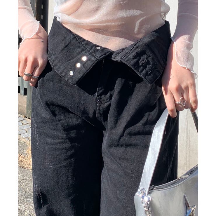 ハイウエスト折り返しデザインデニムパンツ[品番：ANCW0000028]｜SHEPP