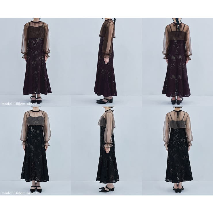 etoll エトル 3wayシフォンボレロ&レースキャミドレス[品番