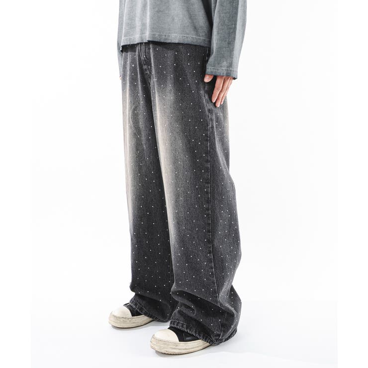 スーパーバギーラインストーンデニムパンツ[品番：WG010096271]｜WEGO