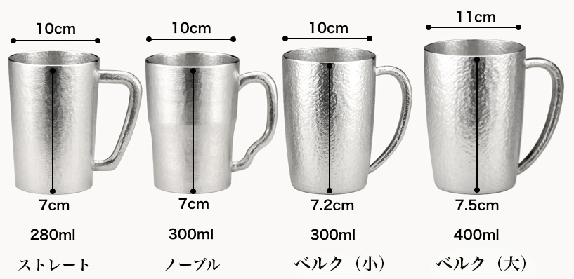 錫製のジョッキ 名入れ可 桐箱入り -大阪錫器
