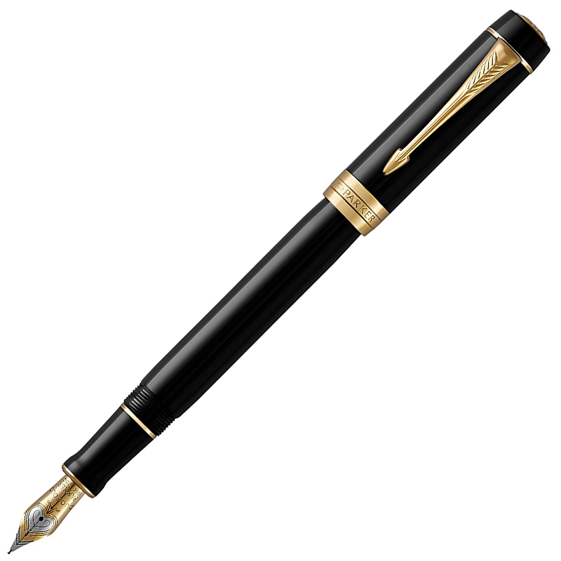 PARKER 派克18K金世紀系列經典大多福純黑金夾鋼筆– Parker & Waterman