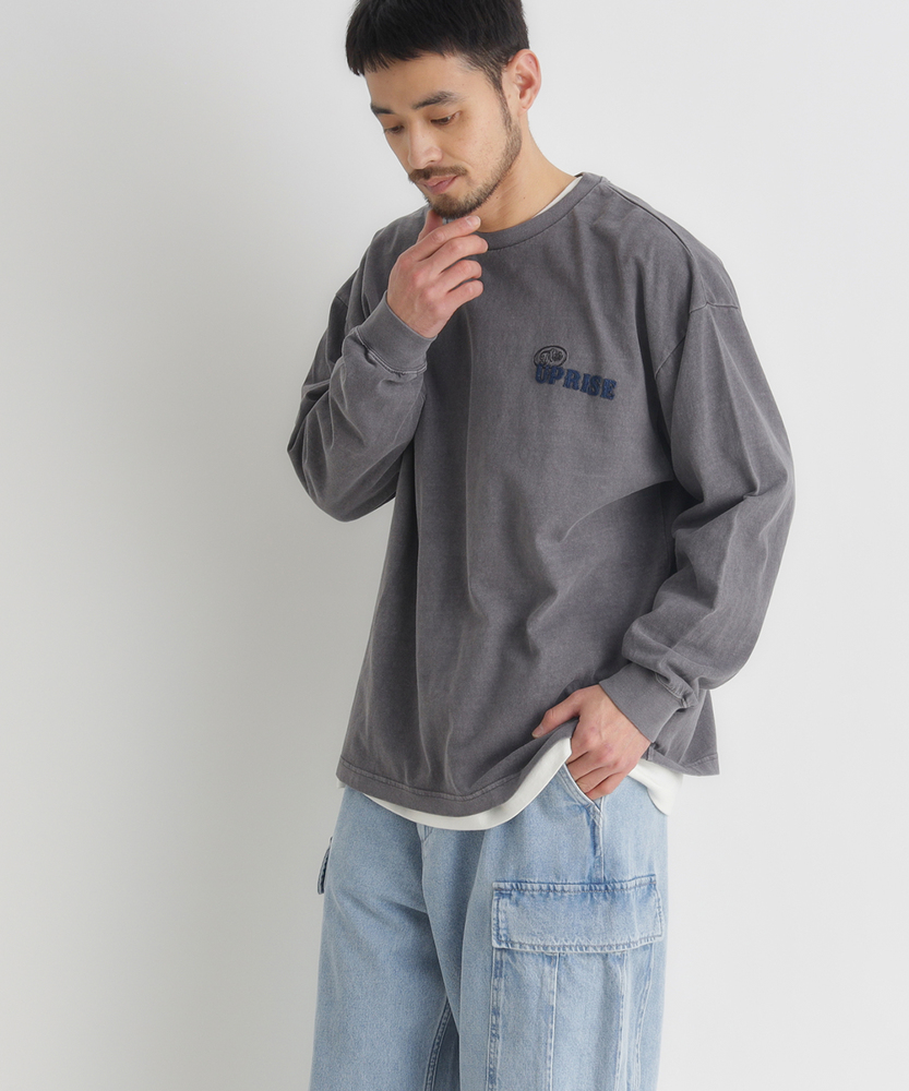 刺繍ロングスリーブTシャツ(S ダークグレー): トップス｜Right-on公式