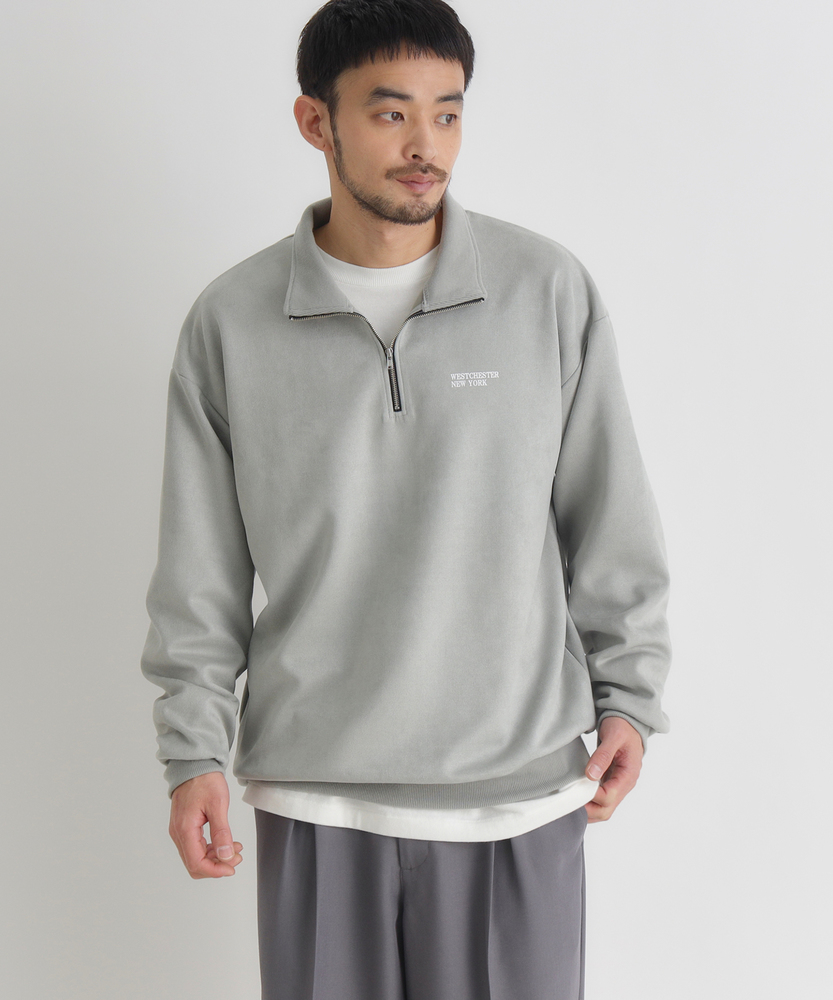 フェイクスエードハーフZIPトレーナー「NEWカラ―追加」(M オフシロ