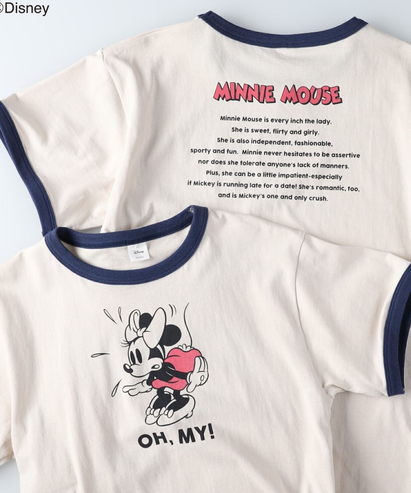 リンガーTシャツ(ミッキー/ミニー)(M ネイビー): トップス｜Right-on
