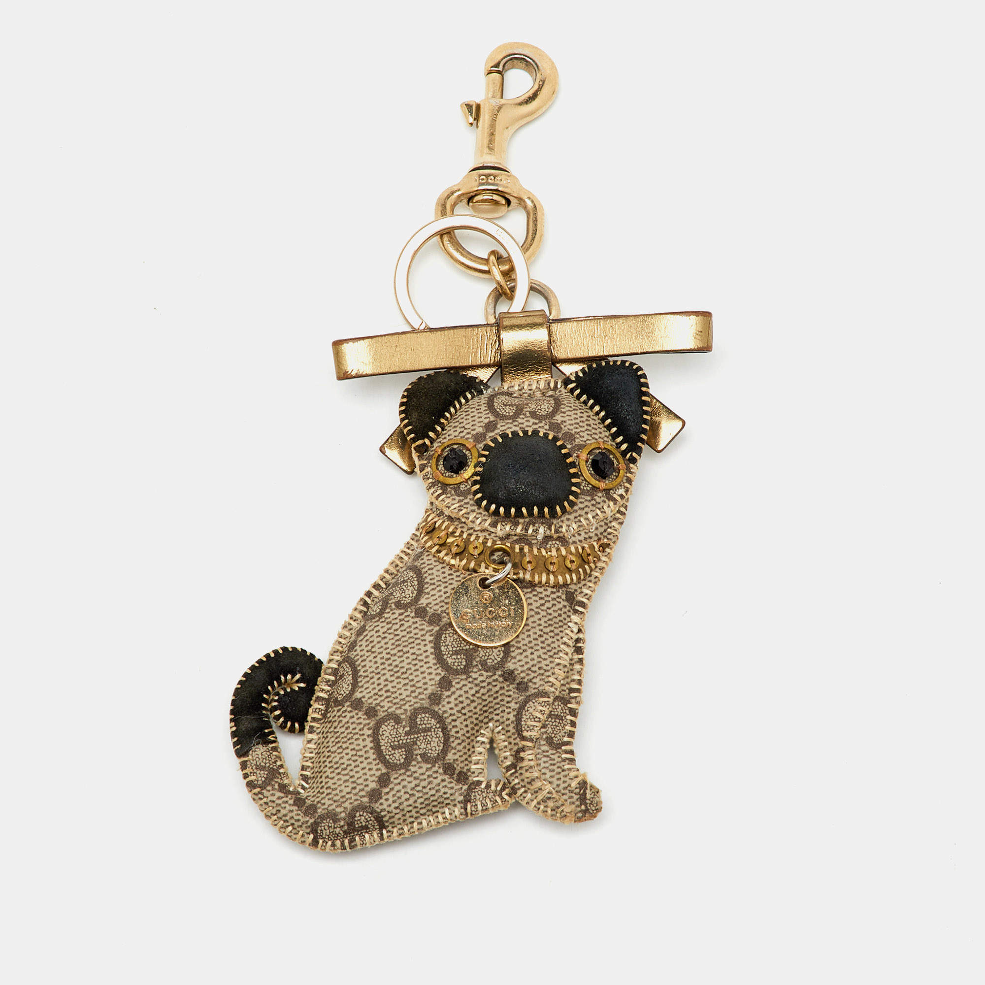 Gucci Beige/Brown GG Supreme Canvas Guccioli Oliver Pug Dog Bag