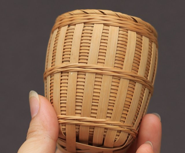 未使用 網代編み 炭斗 比呂行作 竹細工 伝統工芸品 茶道 茶道具 未