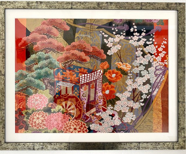 きものアート vintage 和モダン アートパネル 和風インテリア 梅