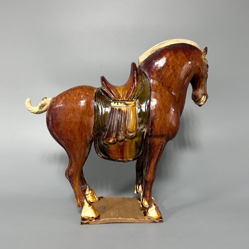 ♢瀬戸焼系 本業窯 三彩 馬置物 唐三彩 工芸品コレクション 骨董品