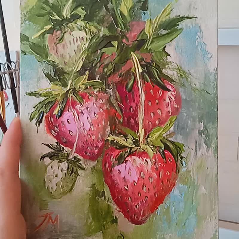 テクスチャーアート 絵画 インテリアアート 立体 花 絵 いちご 北欧