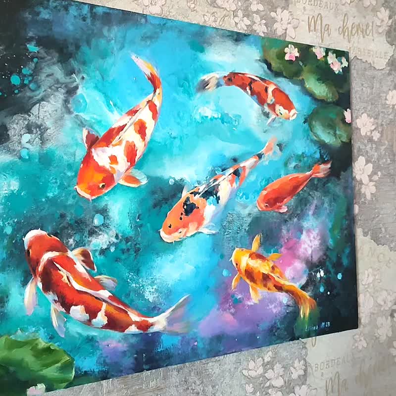 大きな鯉の漆し絵