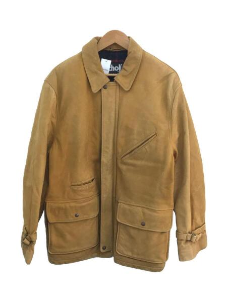 usa製 ショット レザージャケット 牛革 チェック 裏地 ブラウン 茶色 M