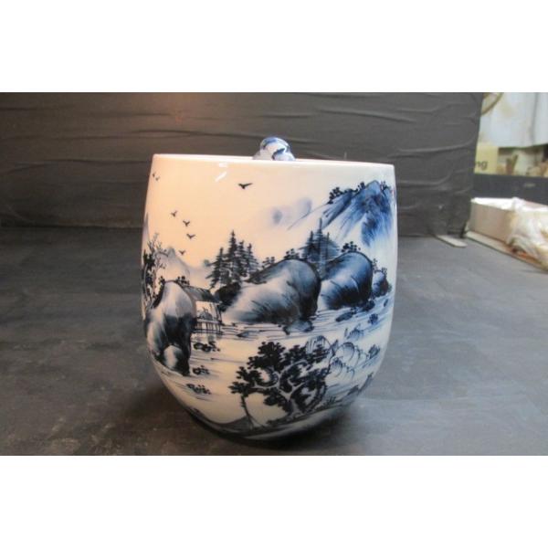 寿峰銘 染付け 水指 茶道具 陶器 染付水指し 茶道 工芸 森羅万象 自然