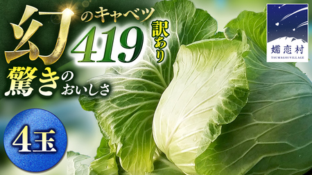 7月中旬発送開始】訳あり まぼろしの419キャベツ 4玉 きゃべつ 嬬恋村