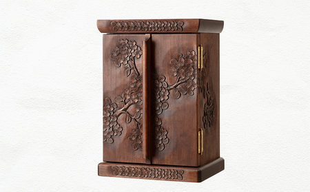 長野発】一彫堂/軽井沢彫りティッシュケース/桜/伝統工芸品/手彫/古