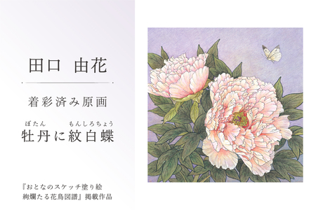 岐阜県(可児市)】【ふるなび限定】田口由花 着彩済み原画「牡丹に