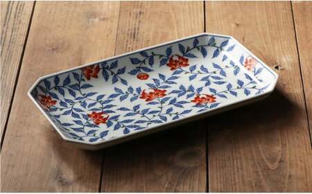 アンティーク 染錦 花紋 長皿 8客 MO70720 アンティーク 染錦 花紋 長