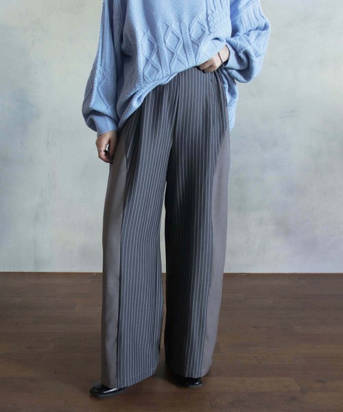 セール】カーブコンビワイドパンツ（スラックス）｜kese-moi（ケセモイ