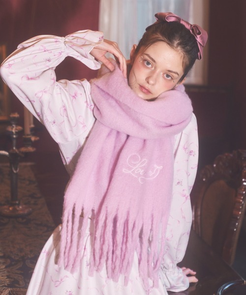 セール】ロゴ刺繍大判マフラー（マフラー）｜Lovilyn（ラヴィリン）の