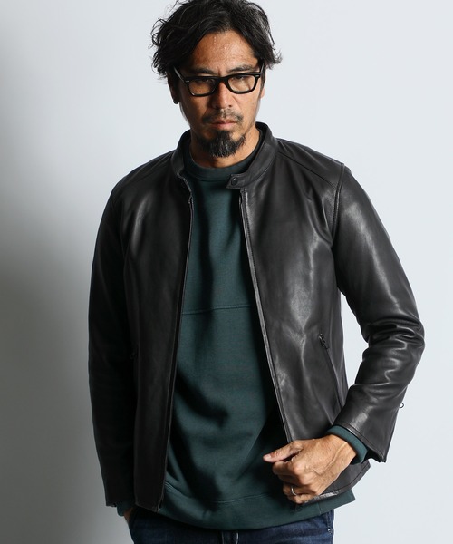 極美品◇エンメティ レザー シングルライダース ジャケット シープ