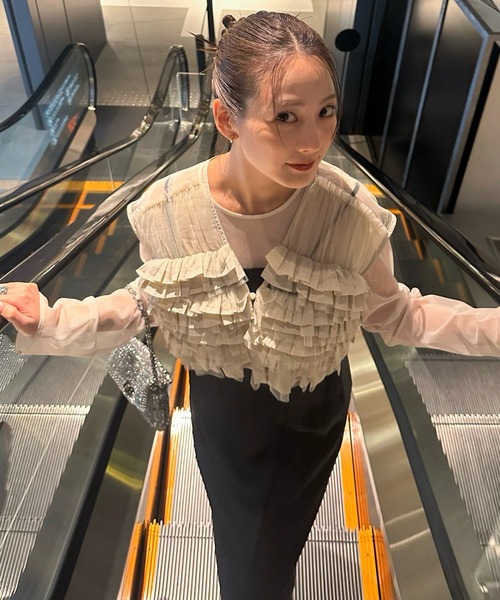 セール】タフタチュールベストセットドレス / taffeta tulle vest set