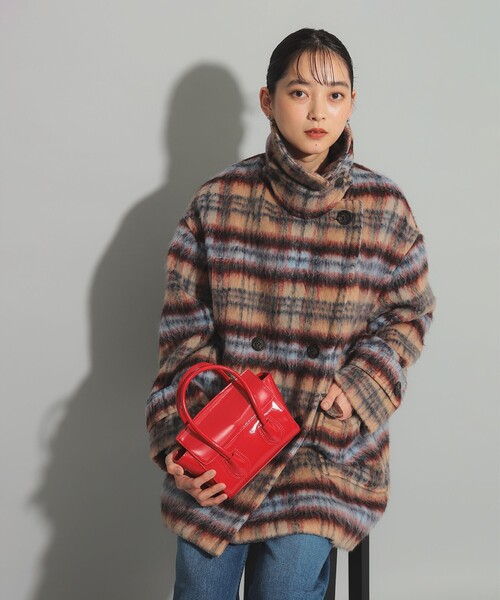 コート BEAMSraybeams チェックWハーフコート