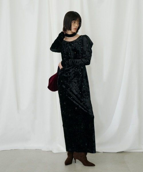 パールグロウベロアドレス / pearl glow velour dress（ドレス