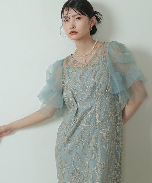 Kana（カナ）の「刺繍レース チュールスリーブ コクーン パーティー
