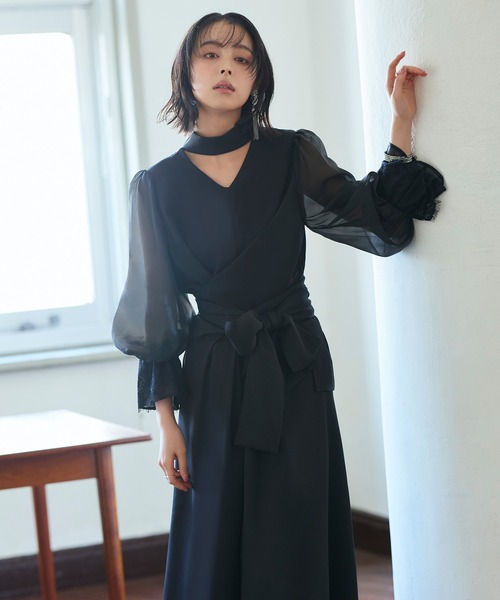 オケージョン対応】シアースリーブバックセパレートパンツドレス 結婚