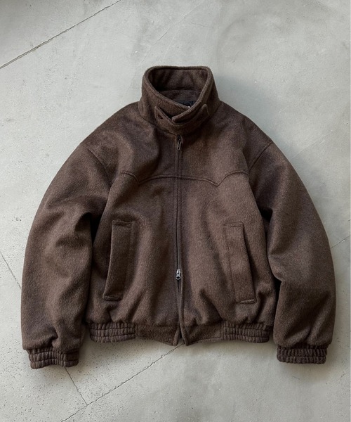 セール】ウール混シャギースタンドネックフライトジャケット（ブルゾン