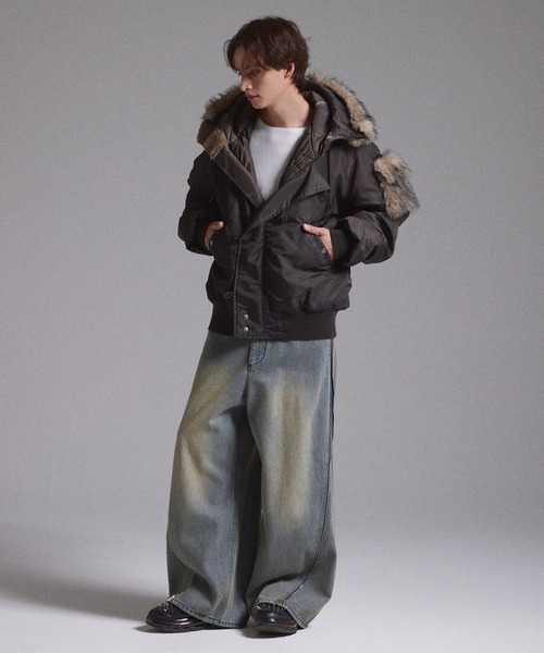 GRANCY】ファーポケットデザインフェードN2Bジャケット ピンクSサイズ