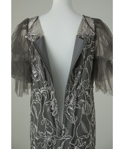 フラフィースリーブペンシルドレス 結婚式 パーティードレス