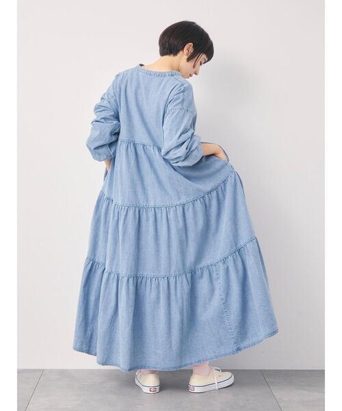 オーガニックコットン】デニムティアードワンピース（ワンピース