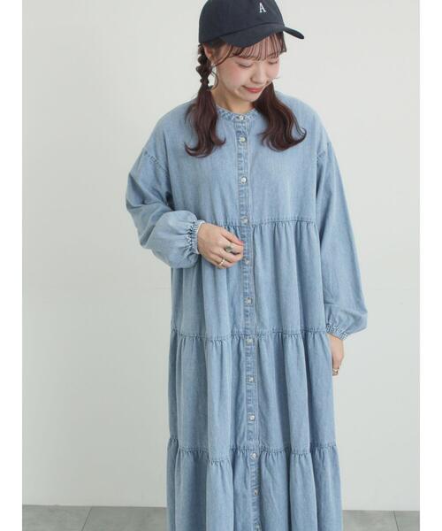 オーガニックコットン】デニムティアードワンピース（ワンピース
