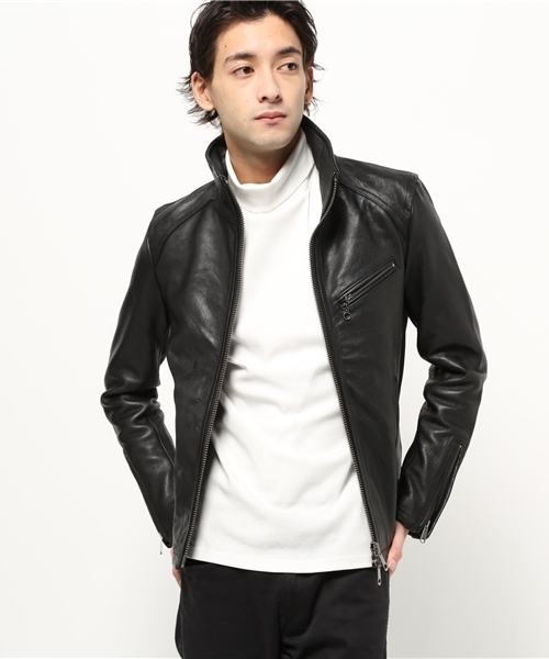 JACKROSEジャックローズピッグレザー ハイネック シングルライダース