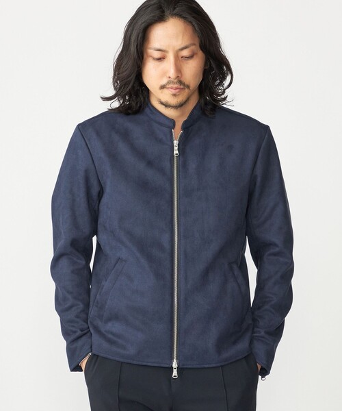 セール】SHIPS: ポリエステル フェイクスエード シングル ライダース