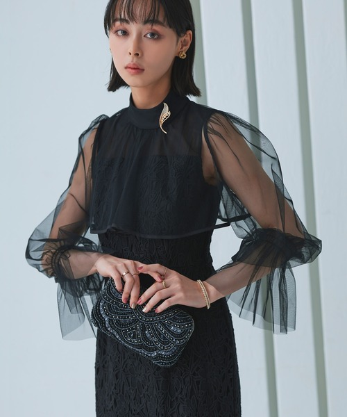 セール】【オケージョンドレス/結婚式】2WAYチュールボレロ＆レース