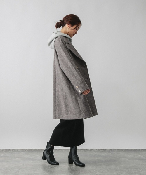 セール】軽やかストレッチ襟2WAYコート/499666（チェスターコート