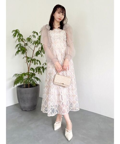 セール】レースリボンオフショルドレス（ドレス）｜dazzlin（ダズリン