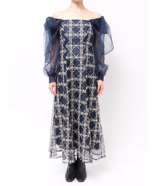 セール】レースリボンオフショルドレス（ドレス）｜dazzlin（ダズリン