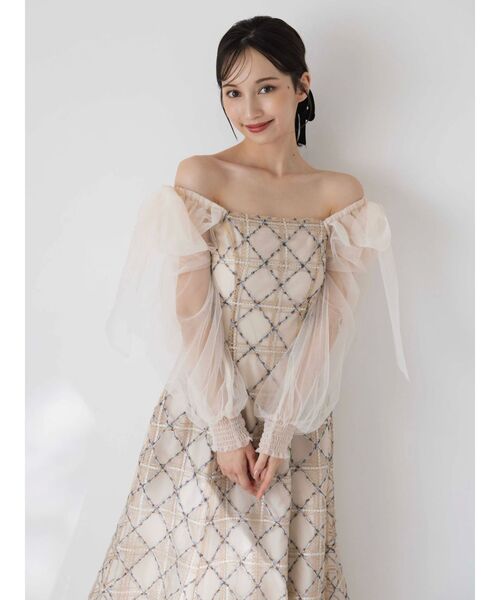 セール】レースリボンオフショルドレス（ドレス）｜dazzlin（ダズリン