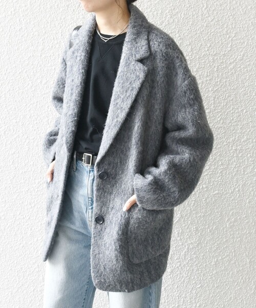 セール】SHIPS any: ウール ミックス シャギー シングル コート